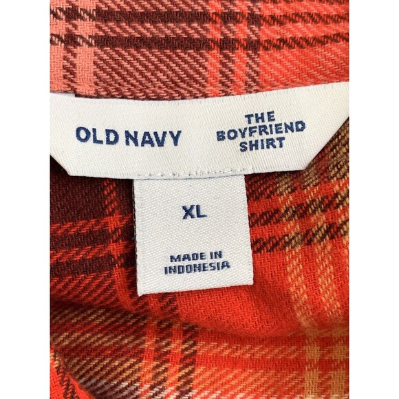 NWT Women's Old Navy Multi Red Plaid Flannel Loose Boyfriend Tunic Shirt XL - Picture 6 of 7